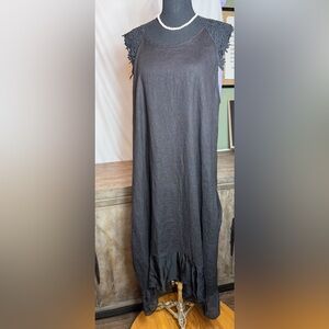 M Made in Italy Women's Black Linen Dress